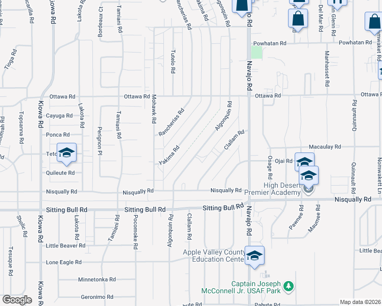 map of restaurants, bars, coffee shops, grocery stores, and more near 13086 Algonquin Road in Apple Valley