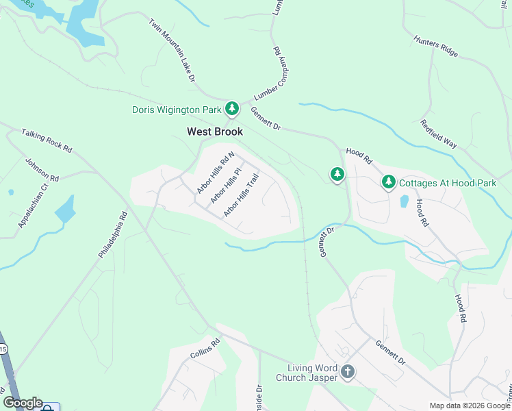 map of restaurants, bars, coffee shops, grocery stores, and more near 73 Arbor Hills Circle in Talking Rock
