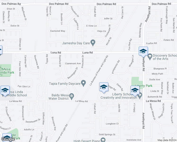 map of restaurants, bars, coffee shops, grocery stores, and more near 13255 Davidson Circle in Victorville