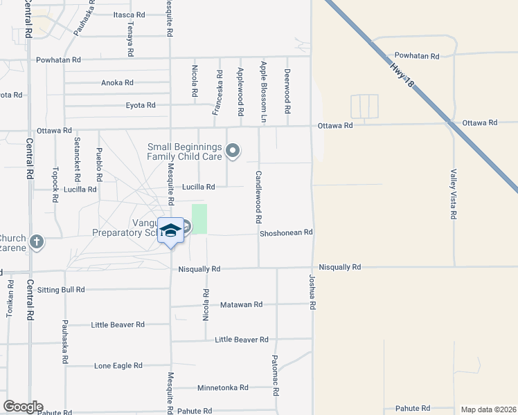 map of restaurants, bars, coffee shops, grocery stores, and more near 13073 Candlewood Road in Apple Valley