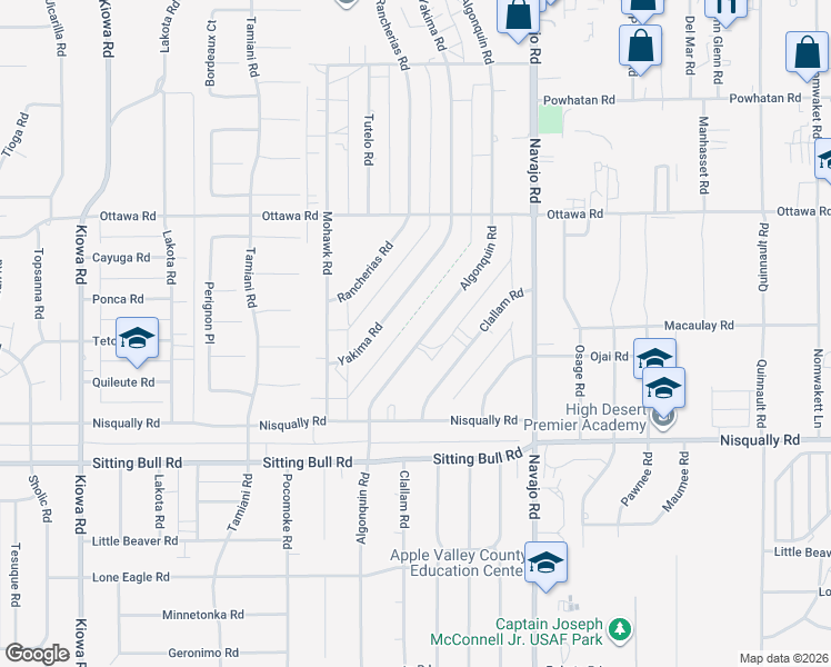 map of restaurants, bars, coffee shops, grocery stores, and more near 13086 Algonquin Road in Apple Valley
