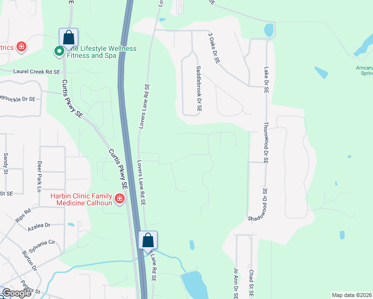 map of restaurants, bars, coffee shops, grocery stores, and more near in Calhoun
