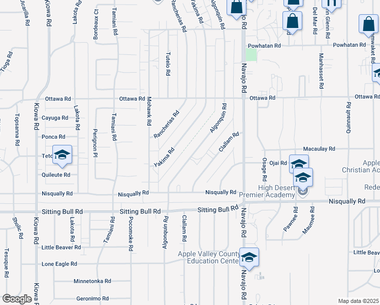 map of restaurants, bars, coffee shops, grocery stores, and more near 13086 Algonquin Road in Apple Valley