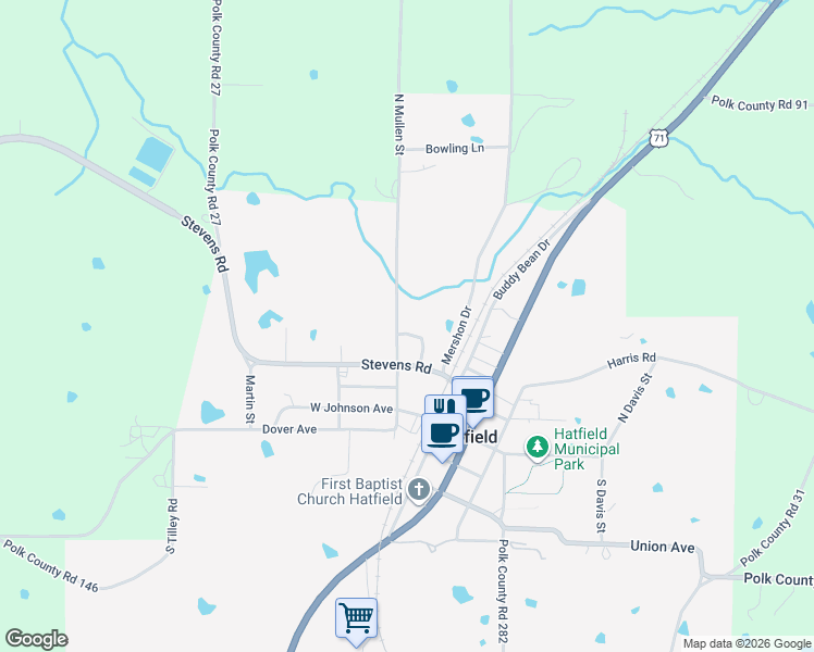 map of restaurants, bars, coffee shops, grocery stores, and more near 122 King Circle in Hatfield