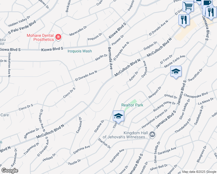 map of restaurants, bars, coffee shops, grocery stores, and more near 3085 Bounty Ln in Lake Havasu City