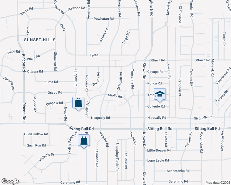 map of restaurants, bars, coffee shops, grocery stores, and more near 13100 Skiomah Road in Apple Valley