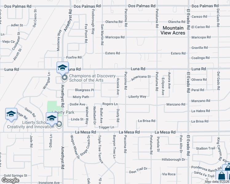 map of restaurants, bars, coffee shops, grocery stores, and more near 14029 Iris Cove in Victorville