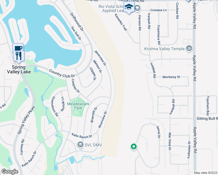 map of restaurants, bars, coffee shops, grocery stores, and more near 13110 Riverview Drive in Victorville