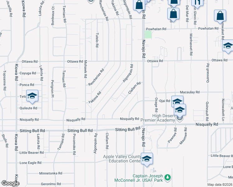map of restaurants, bars, coffee shops, grocery stores, and more near 13101 Algonquin Road in Apple Valley