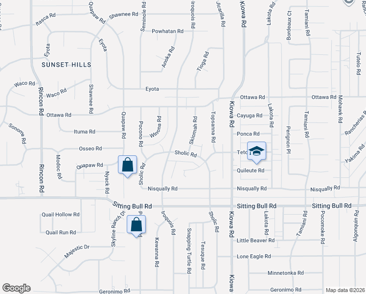 map of restaurants, bars, coffee shops, grocery stores, and more near 13100 Skiomah Road in Apple Valley