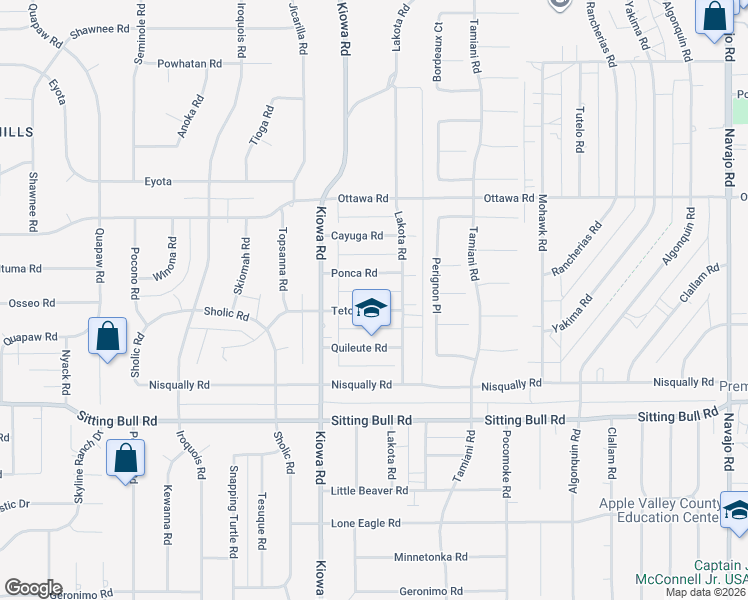 map of restaurants, bars, coffee shops, grocery stores, and more near 21000 Teton Rd in Apple Valley