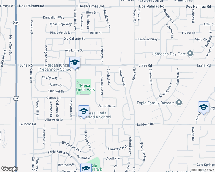 map of restaurants, bars, coffee shops, grocery stores, and more near 13162 Cardinal Road in Victorville