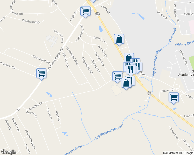 map of restaurants, bars, coffee shops, grocery stores, and more near 313 Kingsboro Road in Anderson