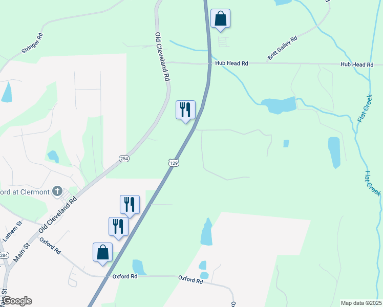 map of restaurants, bars, coffee shops, grocery stores, and more near 6580 Cleveland Highway in Clermont