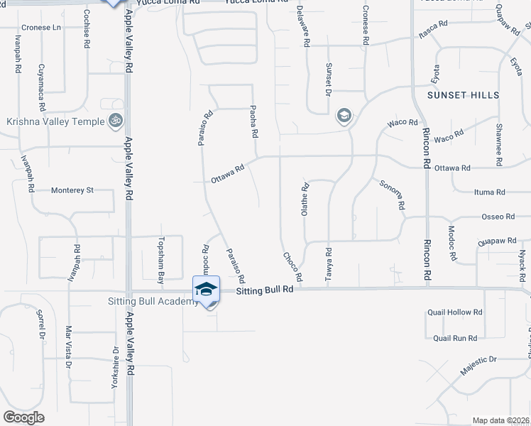 map of restaurants, bars, coffee shops, grocery stores, and more near 13155 Mugu Court in Apple Valley