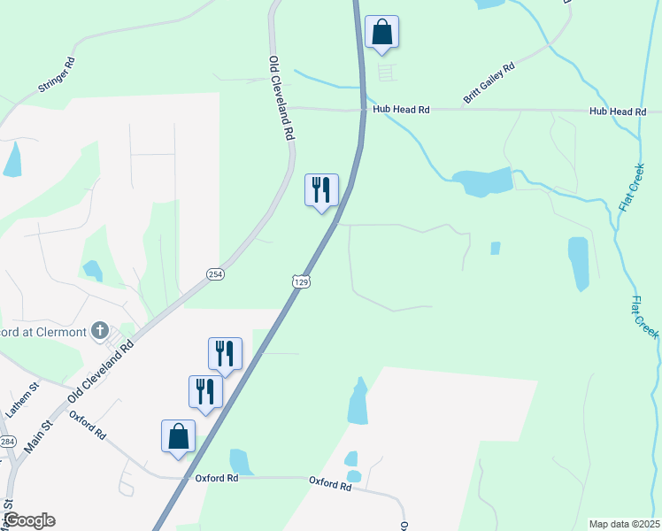 map of restaurants, bars, coffee shops, grocery stores, and more near 6580 Cleveland Highway in Clermont