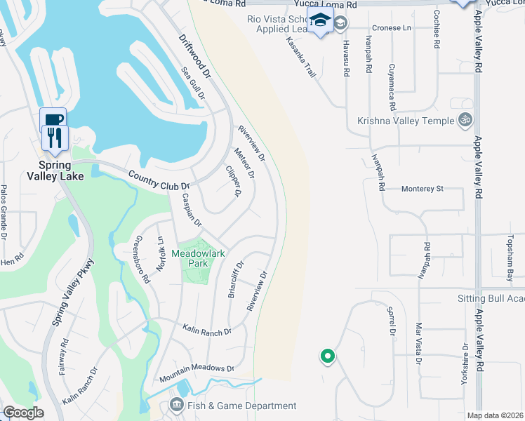 map of restaurants, bars, coffee shops, grocery stores, and more near 13110 Riverview Drive in Victorville