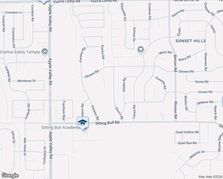 map of restaurants, bars, coffee shops, grocery stores, and more near 13114 Choco Road in Apple Valley