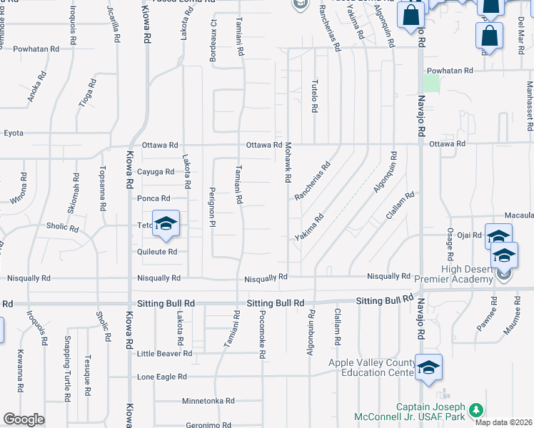map of restaurants, bars, coffee shops, grocery stores, and more near 21273 Seibel Lane in Apple Valley