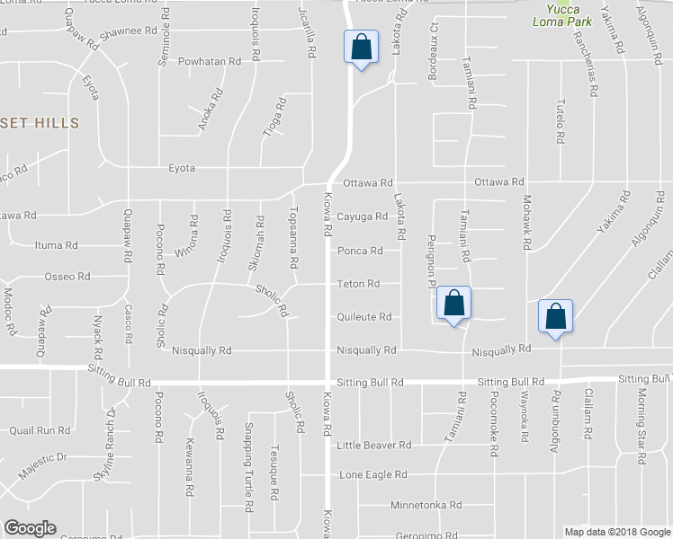 map of restaurants, bars, coffee shops, grocery stores, and more near 20942 Teton Road in Apple Valley