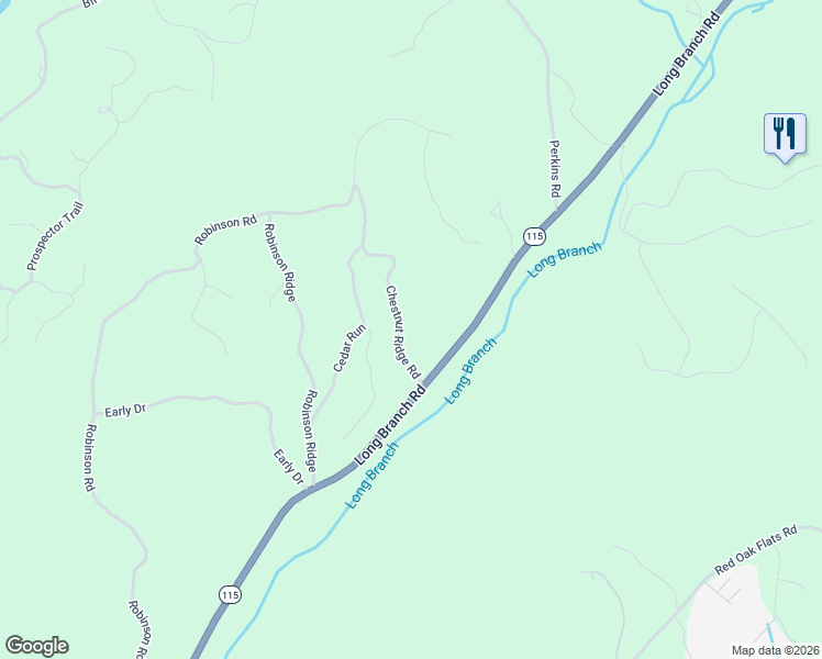 map of restaurants, bars, coffee shops, grocery stores, and more near 166 Chestnut Ridge Road in Dahlonega
