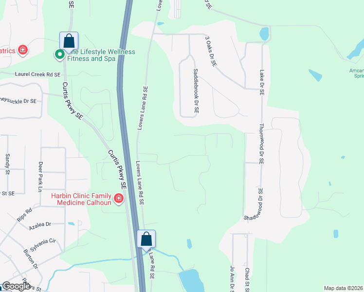 map of restaurants, bars, coffee shops, grocery stores, and more near in Calhoun