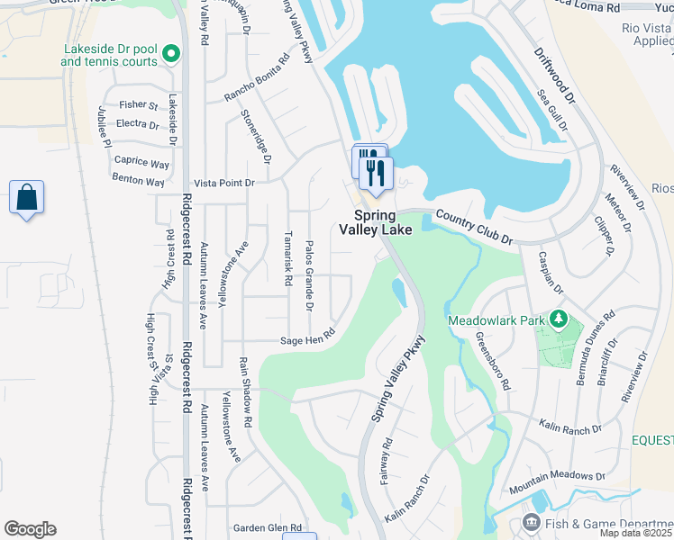map of restaurants, bars, coffee shops, grocery stores, and more near 13135 Candleberry Lane in Victorville