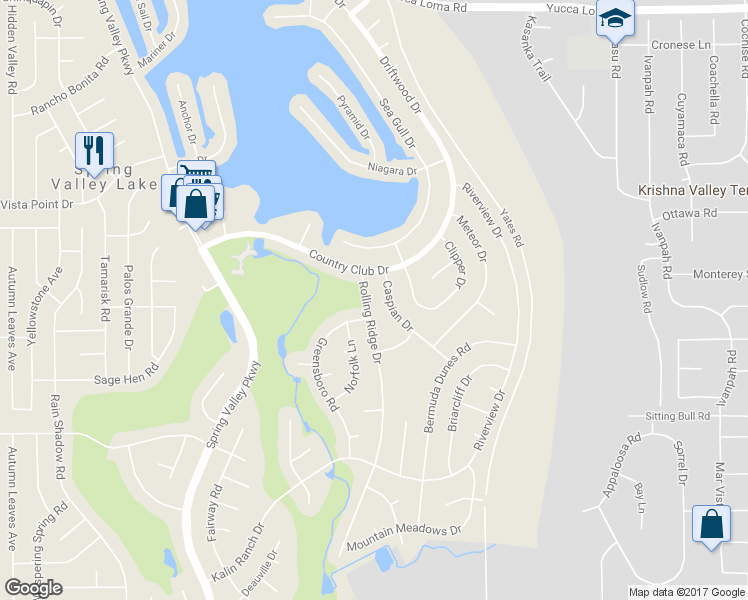 map of restaurants, bars, coffee shops, grocery stores, and more near 13135 Rolling Ridge Drive in Victorville