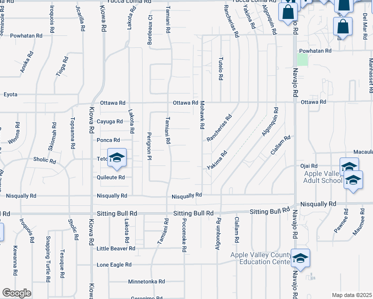map of restaurants, bars, coffee shops, grocery stores, and more near 21273 Seibel Lane in Apple Valley