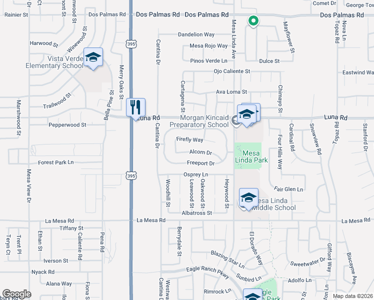 map of restaurants, bars, coffee shops, grocery stores, and more near 12331 Alcorn Drive in Victorville