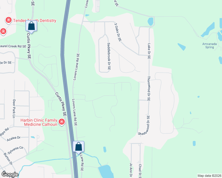 map of restaurants, bars, coffee shops, grocery stores, and more near in Calhoun