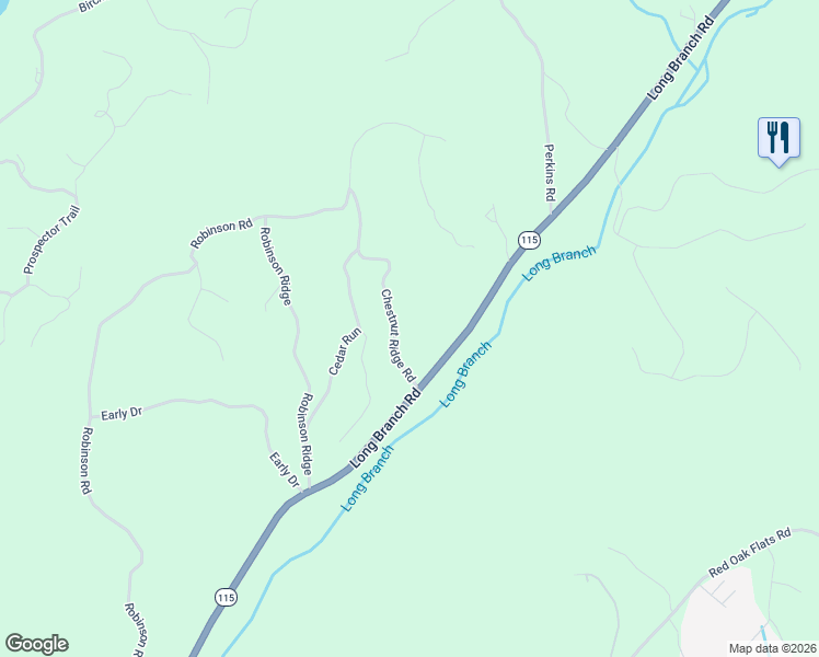 map of restaurants, bars, coffee shops, grocery stores, and more near 166 Chestnut Ridge Road in Dahlonega