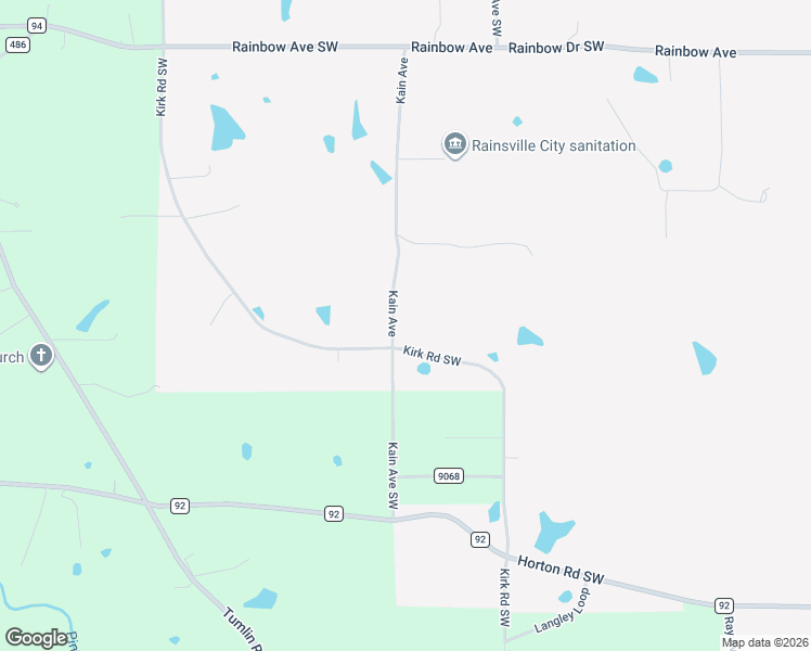 map of restaurants, bars, coffee shops, grocery stores, and more near 645 Kain Avenue in Rainsville