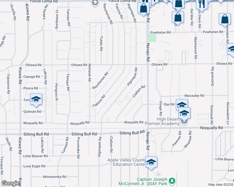 map of restaurants, bars, coffee shops, grocery stores, and more near 13108 Algonquin Road in Apple Valley