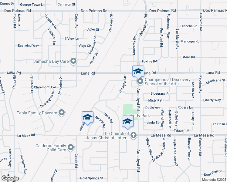 map of restaurants, bars, coffee shops, grocery stores, and more near 13443 Prospector Court in Victorville