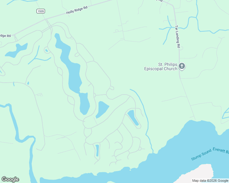 map of restaurants, bars, coffee shops, grocery stores, and more near Lake Willow Way in Holly Ridge