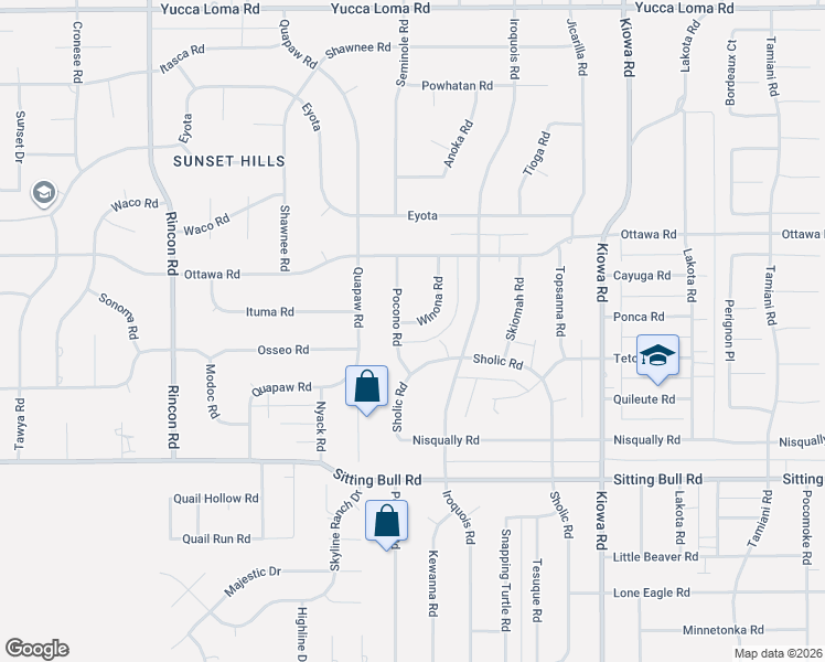 map of restaurants, bars, coffee shops, grocery stores, and more near 20590 Sholic Road in Apple Valley