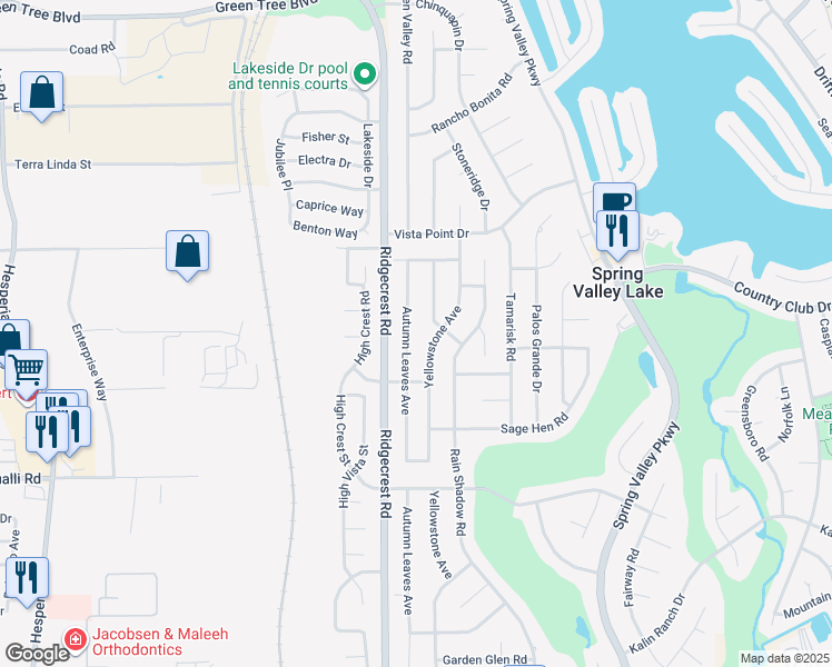 map of restaurants, bars, coffee shops, grocery stores, and more near 13145 Autumn Leaves Avenue in Victorville