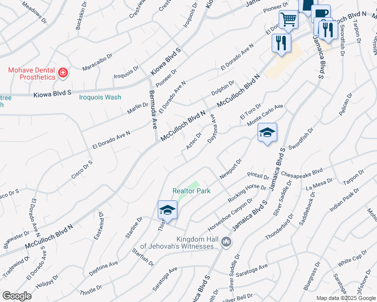 map of restaurants, bars, coffee shops, grocery stores, and more near 3185 Aztec Drive in Lake Havasu City