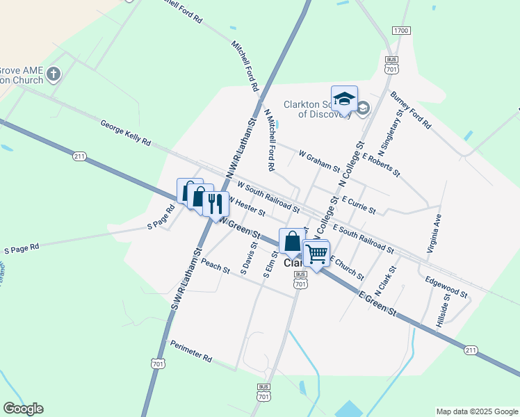 map of restaurants, bars, coffee shops, grocery stores, and more near 110 West Hester Street in Bladenboro