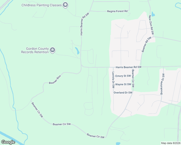 map of restaurants, bars, coffee shops, grocery stores, and more near 132 Village Way SW in Calhoun