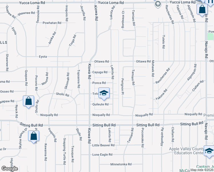 map of restaurants, bars, coffee shops, grocery stores, and more near 21000 Teton Road in Apple Valley
