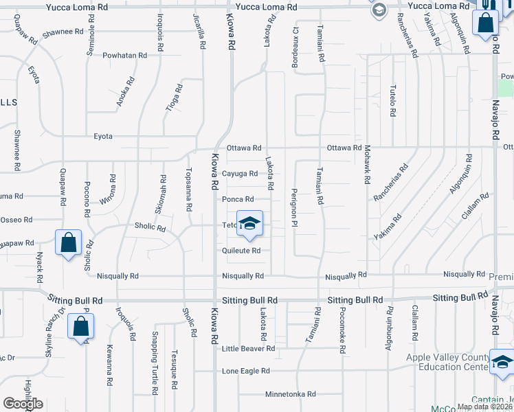 map of restaurants, bars, coffee shops, grocery stores, and more near 21000 Teton Road in Apple Valley