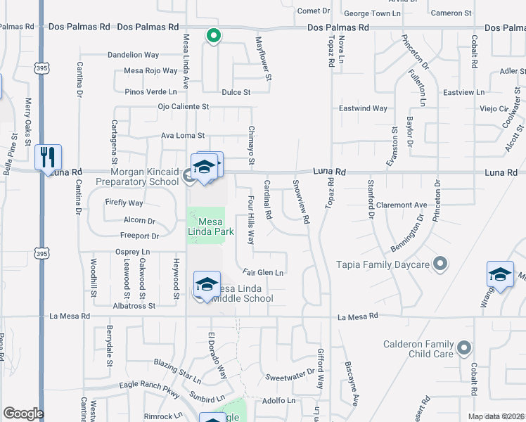 map of restaurants, bars, coffee shops, grocery stores, and more near 12750 Cardinal Court in Victorville