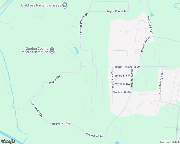 map of restaurants, bars, coffee shops, grocery stores, and more near 132 Village Way Southwest in Calhoun