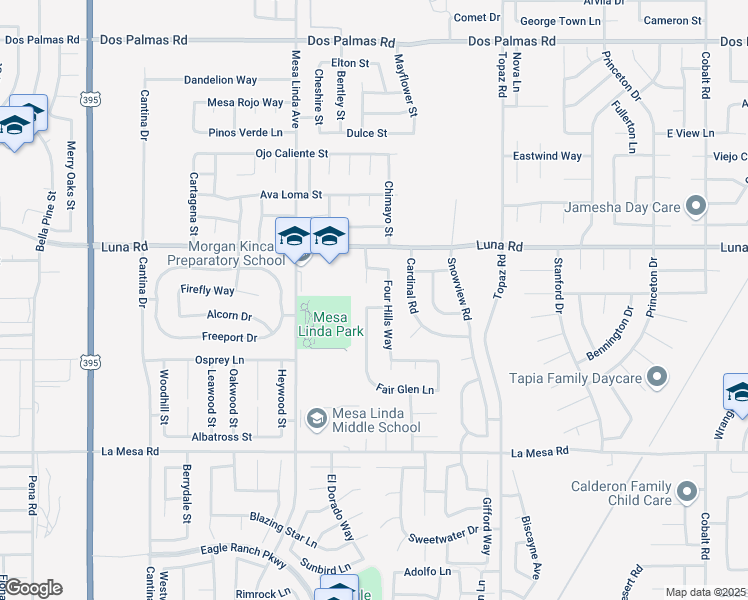 map of restaurants, bars, coffee shops, grocery stores, and more near 12640 Fern Meadow Street in Victorville