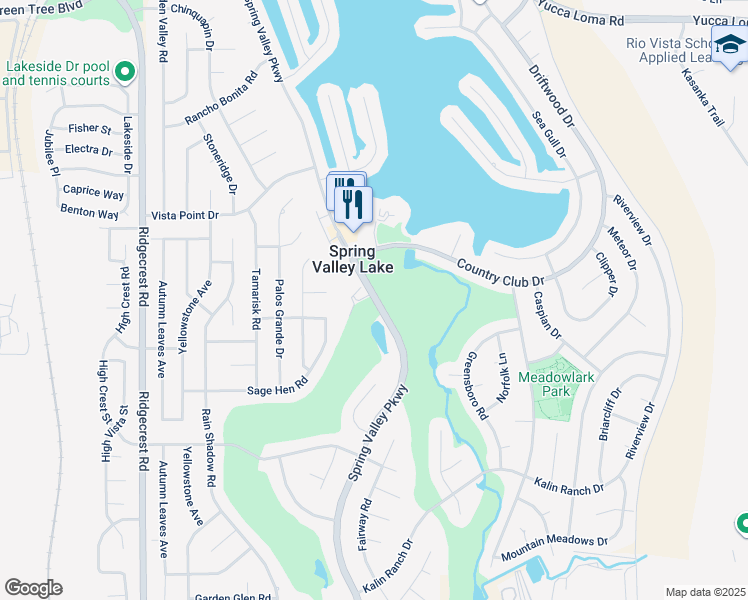 map of restaurants, bars, coffee shops, grocery stores, and more near 13080 Spring Valley Parkway in Victorville