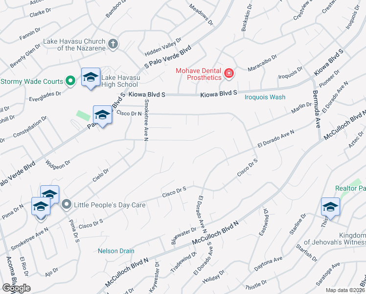map of restaurants, bars, coffee shops, grocery stores, and more near 870 Acoma Boulevard South in Lake Havasu City