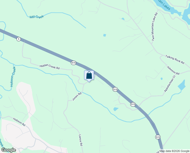 map of restaurants, bars, coffee shops, grocery stores, and more near Georgia 515 in Talking Rock