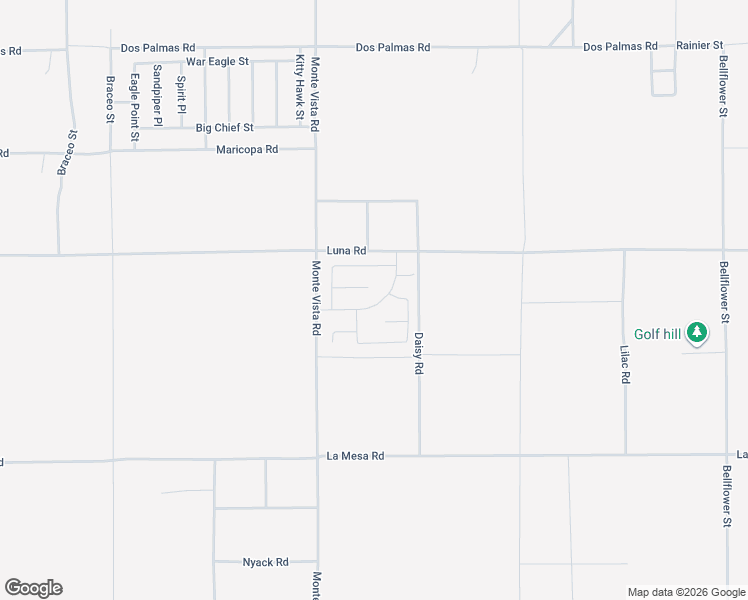 map of restaurants, bars, coffee shops, grocery stores, and more near 10530 Luna Road in Victorville